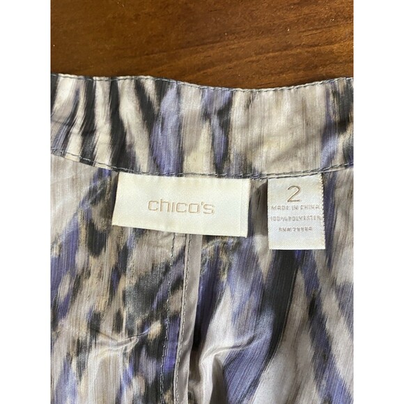 Chico's Womens‎ Blazer Jacket Size 2 Large Button Up Gray Purple Animal Print - Picture 9 of 11